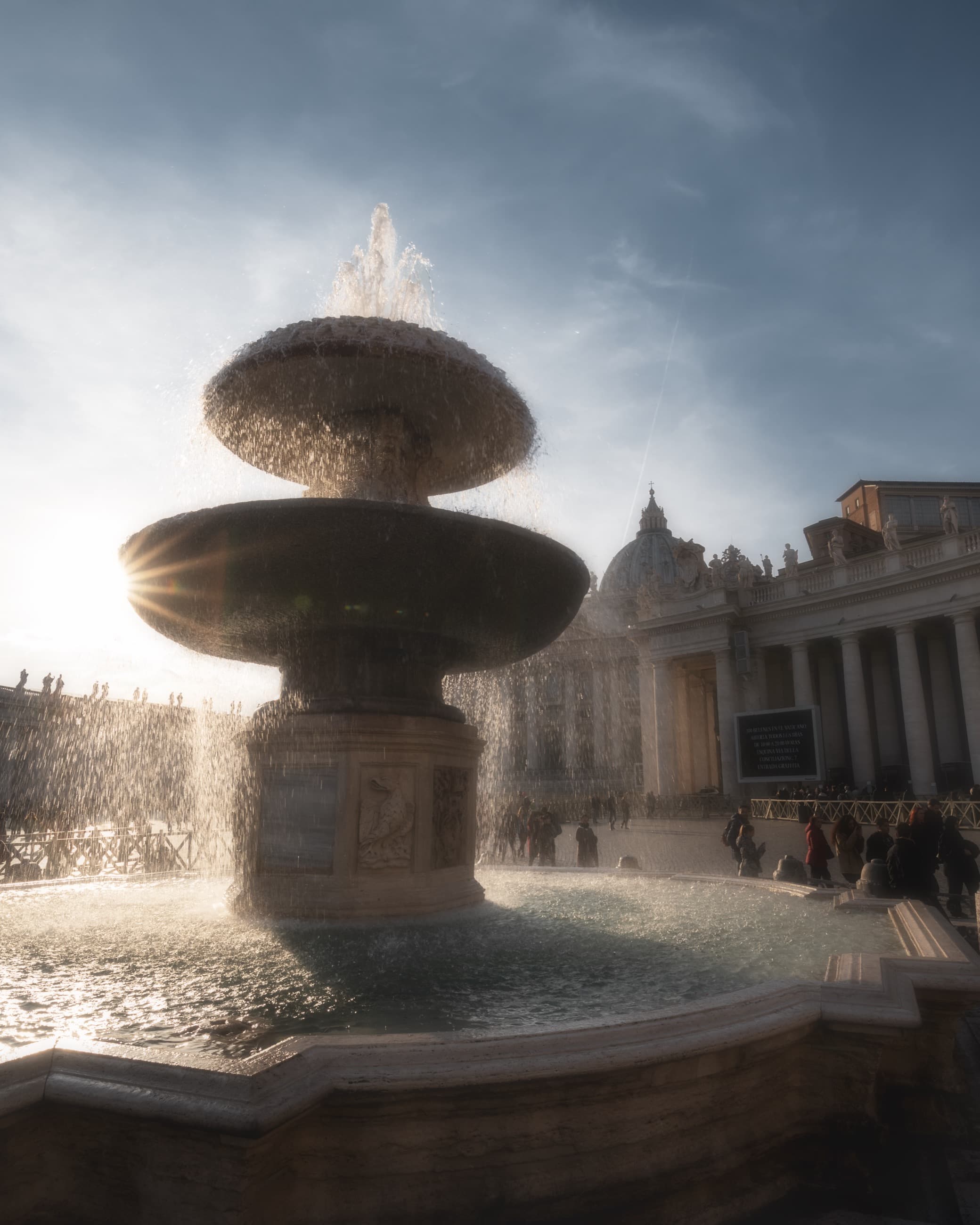 Rome St. Peter's Square Fountain Light